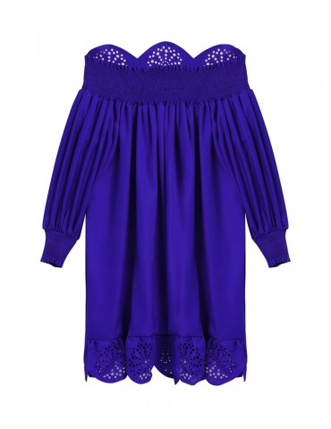 Sexy Off-shoulder Hollow 3/4 Sleeve Women Mini Dress