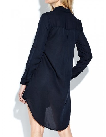 Irregular Hem V-neck Long Sleeve Casual Women Mini Dress