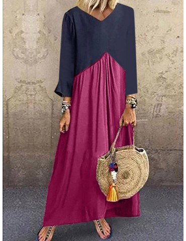 Vintage Patch V-neck Overhead Dress