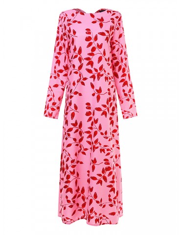 Vintage Floral Print Back Lace-up Maxi Dress