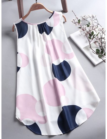 Chic Polka Dot Sleeveless Casual Blouses