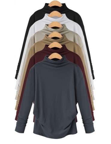 Solid Color High Neck Bottoming Long Sleeve T-Shirts