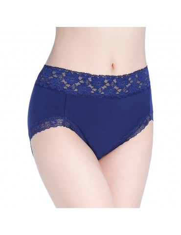 Plus Size High Waist Cotton Lace-trim Hip Lifting Panties
