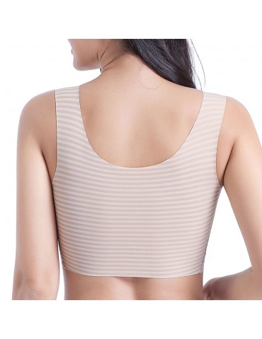 Seamless Wireless Gather Stripe Print Massage T Shirt Bras