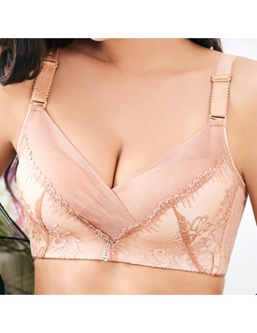 Breathable Deep Plunge Side Support Lace-trim Bras