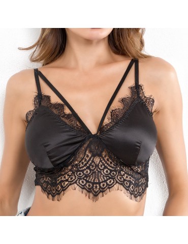 Embroidery Women Floral Strap Lace Wireless Bra Sexy Lingerie