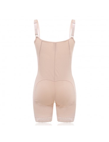 Plus Size Abdomen Slimming Front Zipper Lace-trim Shapewear