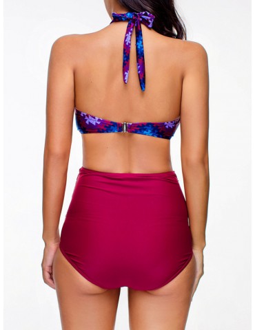 Elegent String Halter High Waist Push Up Bikinis Swimwear For Women