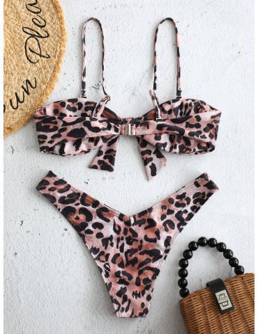 Leopard Print Thong Bikinis Swimsuits High Waist Sexy Women Swimwear