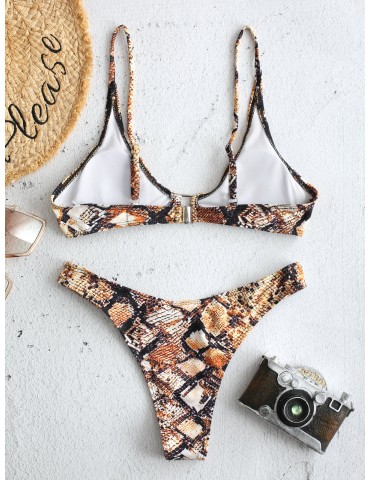 Leopard Print Triangle Sexy Bikinis Swimsuits Snake Skin Printing High Cut Women Swimwear