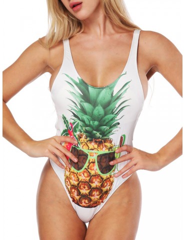 Printing Backless Figure Flattering One Piece Swimsuit Swimwear For Women