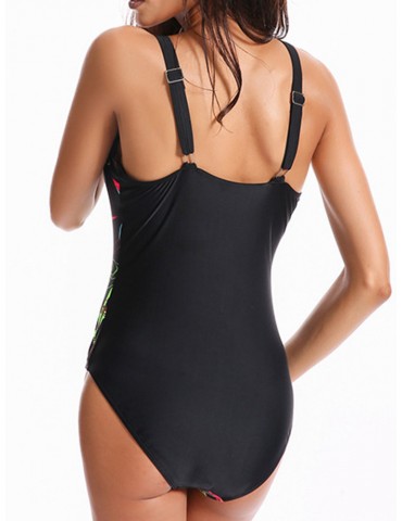 Plus Size Multi-color Slimming Fitness Sports Swimsuits One Piece