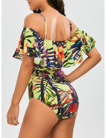 Fresh Flounces Word Shoulder Monokini Swimsuit
