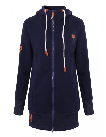 Women Long Sleeve Zipper Casual Hooded Pocket Sweatshirt Coats