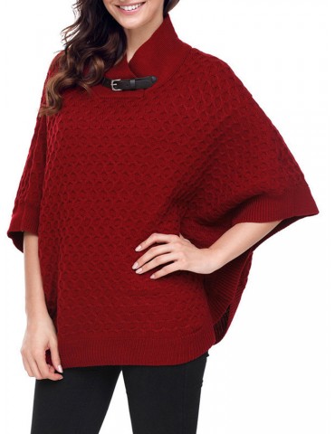 Casual Women Batwing Sleeve knited Cloak Coats