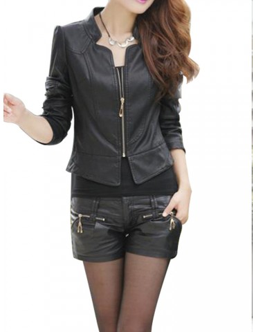 PU Leather Clothing Slim Motorcycle Jacket Outerwear