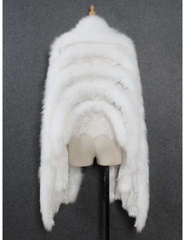 Faux Fur Solid Color Autumn Winter Lace Shawl Coat