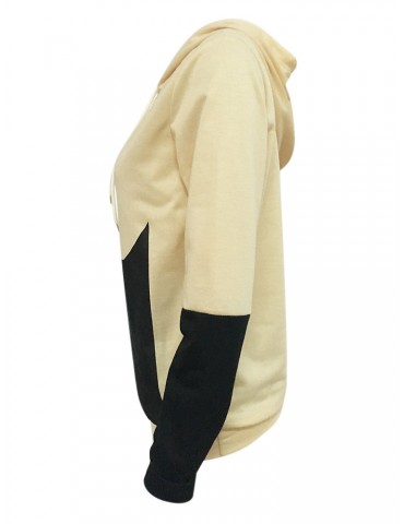 Casual Print Patchwork Hooded Long Sleeve Women Hoodies