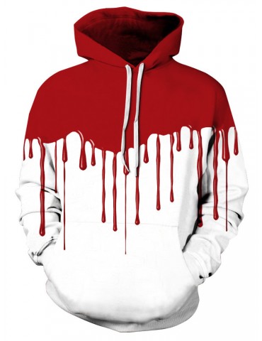Halloween Blood Print Patchwork Long Sleeve Women Hoodie