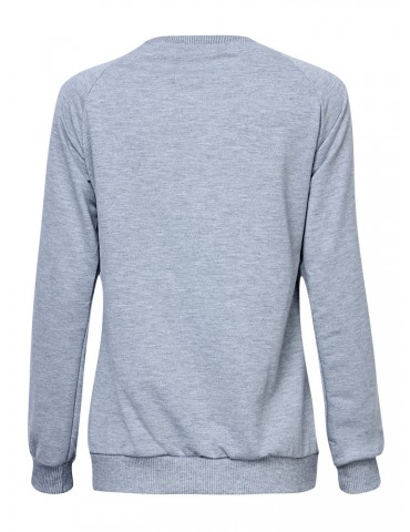 Women Letter Printed Pullover Casual Long Sleeve Sweatshirt