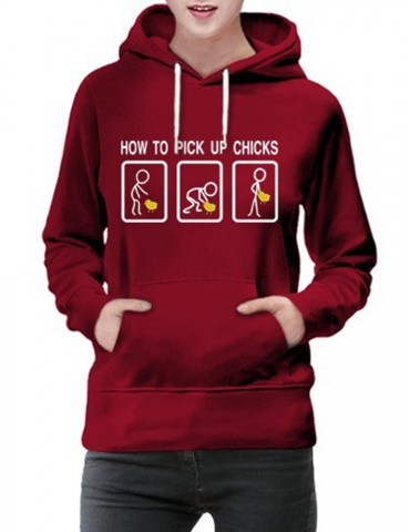 Casual Print Long Sleeve Hooded Sweatshirt