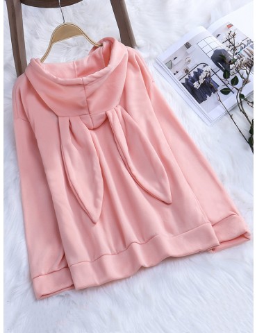 Rabbit Ears Hooded Embroidery Casual Sweatshirts