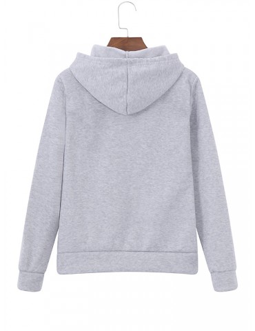 Casual Loose Flower Letters Printed Women Hoodies