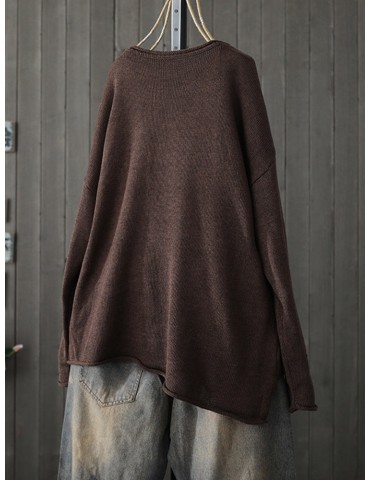 Vintage Embroidery Elephant Long Sleeve Sweater