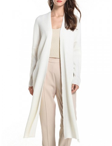 Knitted Asymmetrical Solid Color Casual Cardigans
