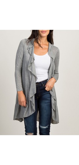 Asymmetrical Hem Solid Color Loose Cardigan