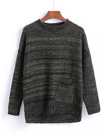 Women Casual Long Sleeve Side Split O-neck Sweaters