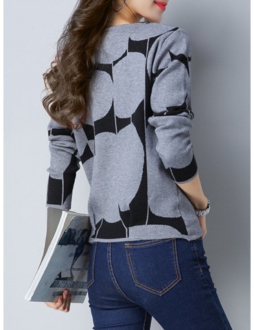 Casual Women Long Sleeve O Neck Knitted Sweaters